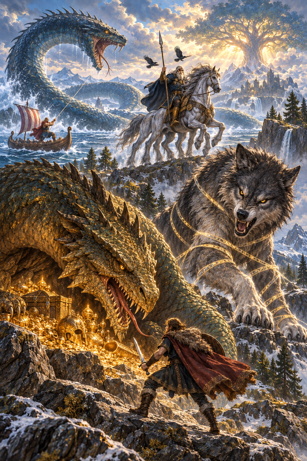 Fafnir, Fenrir, Sleipnir et Jörmungand peuplent les récits nordiques.