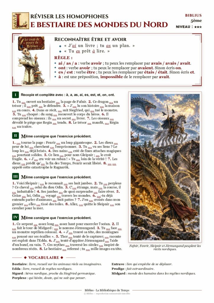 Aperçu de la fiche couleur Le bestiaire des mondes du Nord