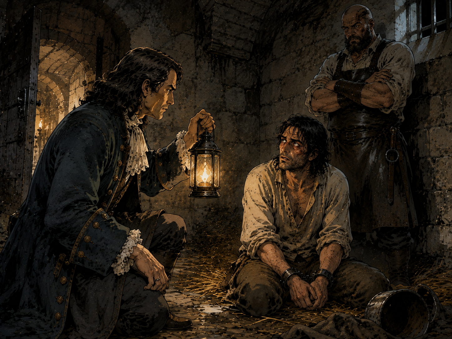 Nicolas de La Reynie interroge le Corbeau à la Conciergerie